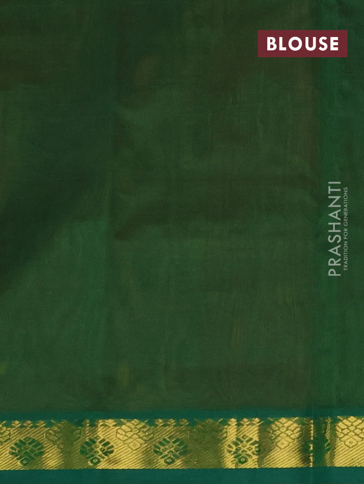 Silk cotton saree orange and green with plain body and zari woven border - Image 3