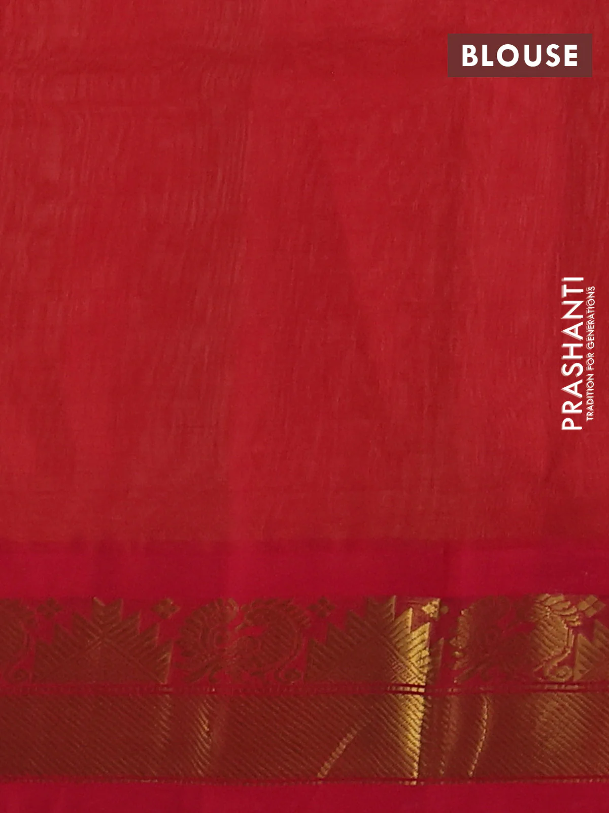 Silk cotton saree pale orange and red with allover zari woven checked pattern and zari woven korvai border - Image 3