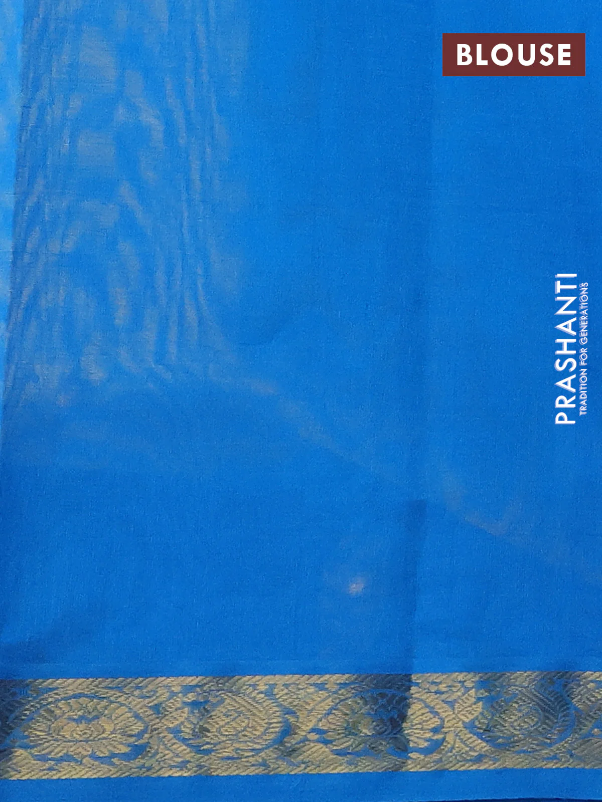Silk cotton saree pale yellow and cs blue with plain body and zari woven border - Image 3