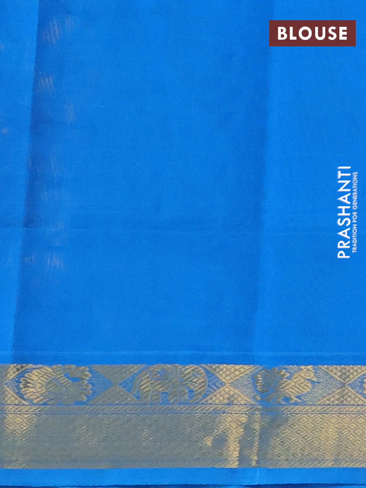 Silk cotton saree pale yellow and cs blue with plain body and zari woven border - Image 3
