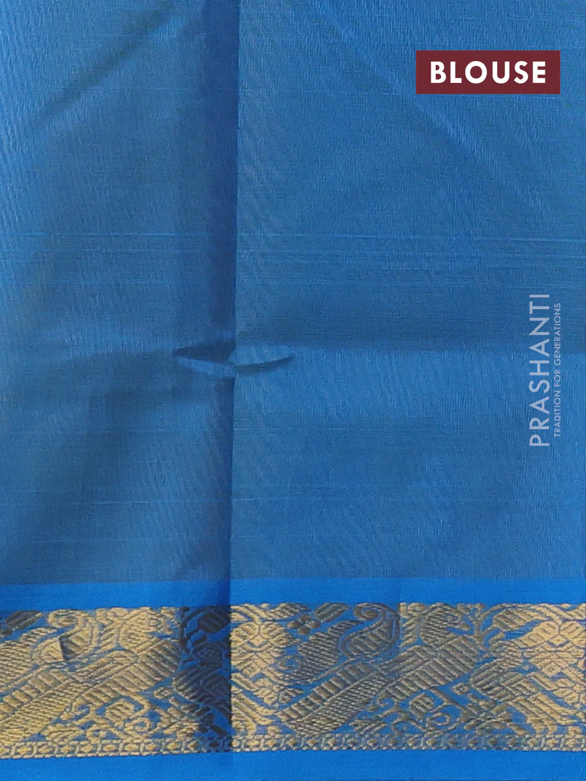 Silk cotton saree pale yellow and cs blue with plain body and zari woven border - Image 3