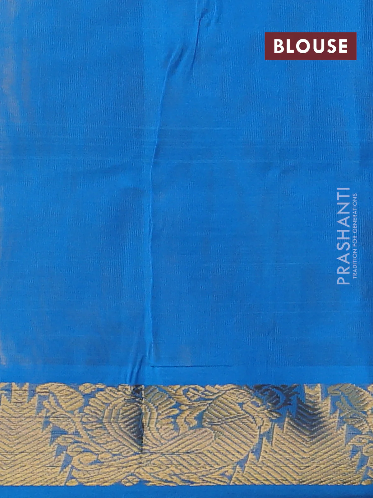 Silk cotton saree pale yellow and cs blue with plain body and zari woven border - Image 3
