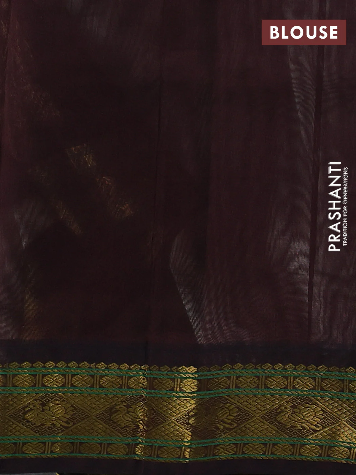 Silk cotton saree pastel grey and coffee brown with plain body and zari woven korvai border - Image 3