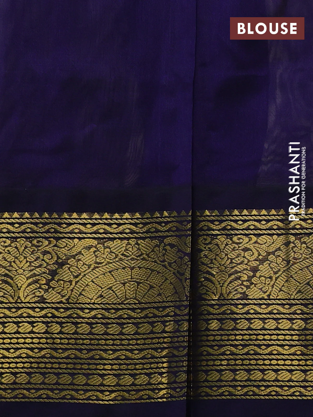 Silk cotton saree pastel grey and navy blue with paisley zari woven buttas and long zari woven korvai border - Image 3
