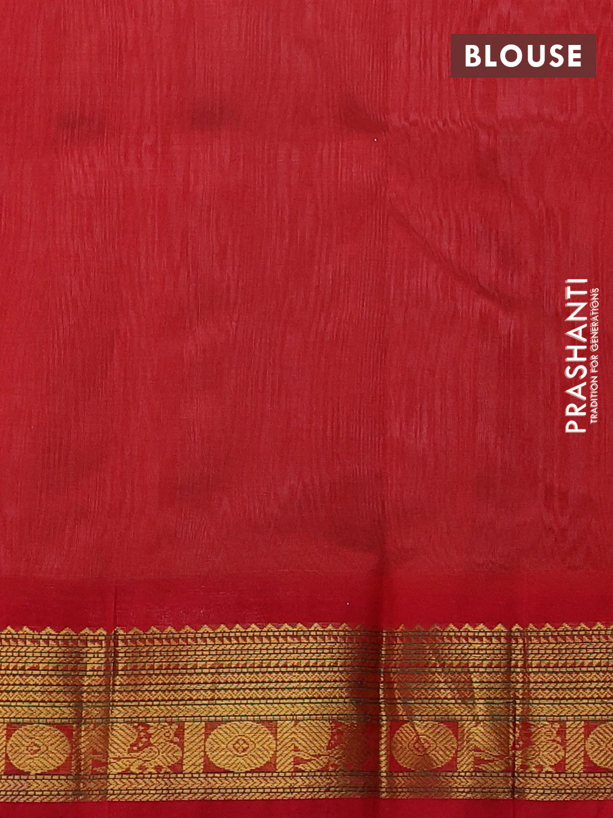 Silk cotton saree pastel grey and red with plain body and zari woven korvai border - Image 3