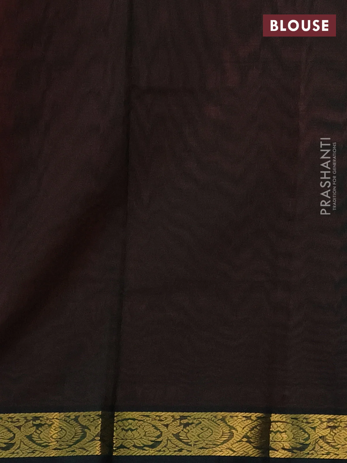 Silk cotton saree peach orange and bottle green with plain body and zari woven border - Image 3