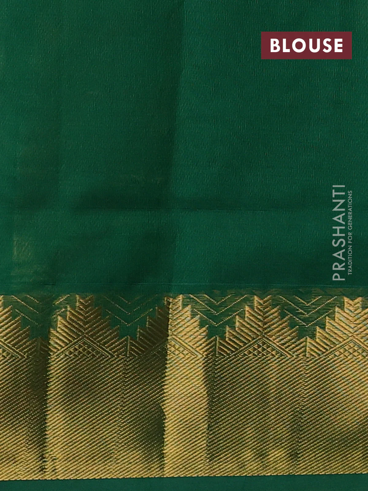 Silk cotton saree peach orange and green with plain body and zari woven border - Image 3