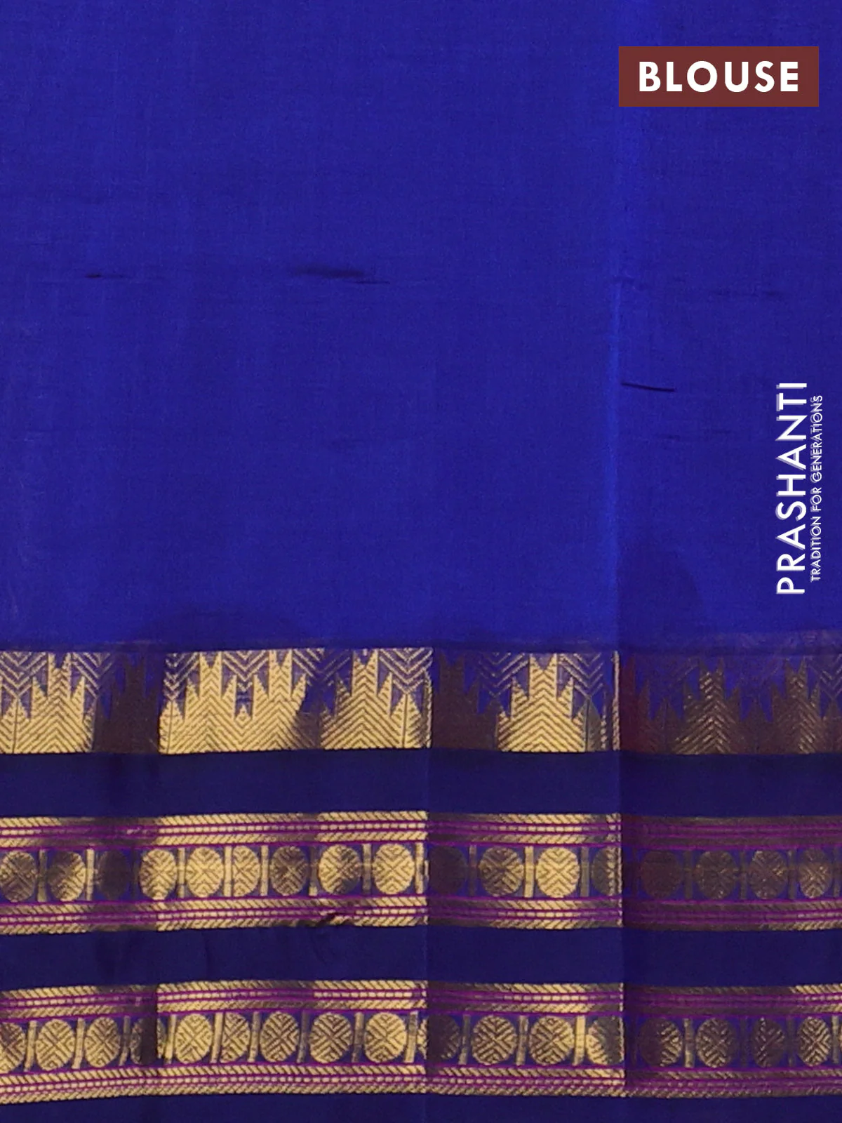 Silk cotton saree peach pink and blue with allover small checked pattern and temple rettapet zari woven kovai border - Image 3