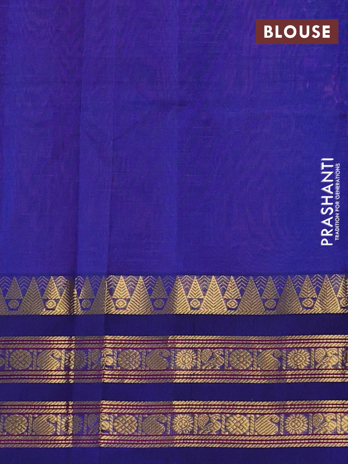 Silk cotton saree peach pink and blue with allover small checked pattern and temple rettapet zari woven kovai border - Image 3