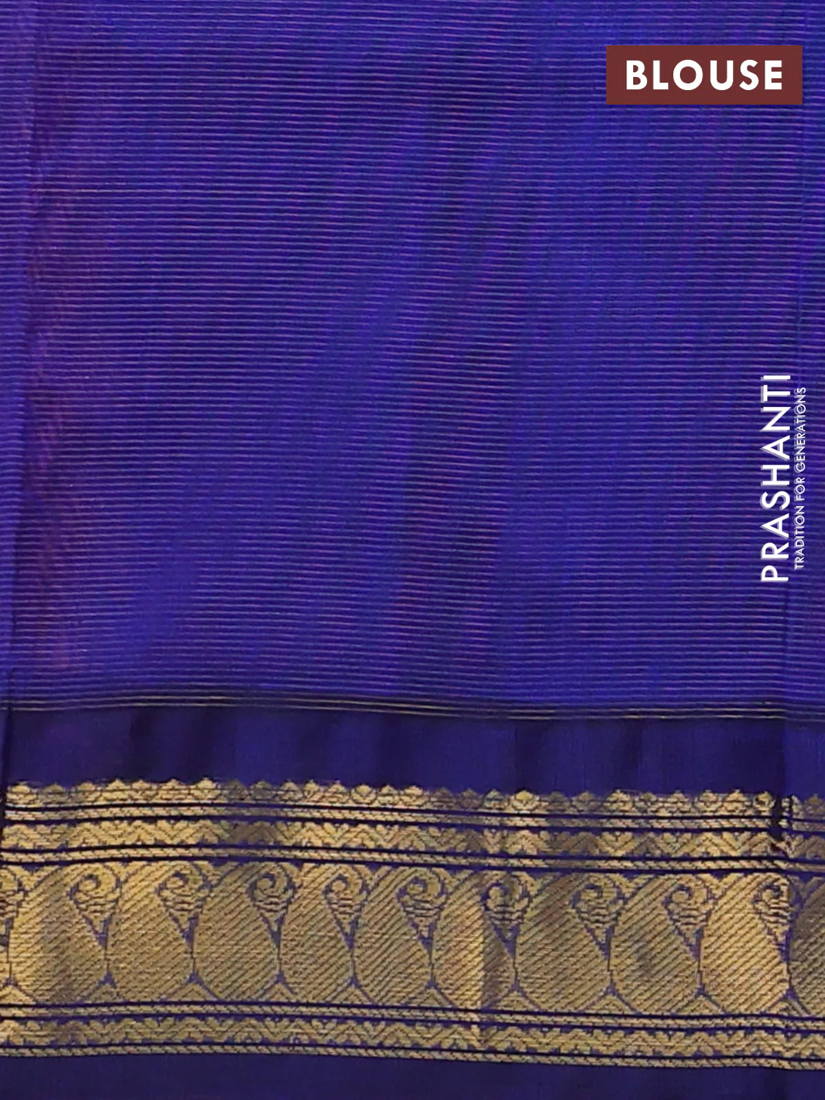 Silk cotton saree peach pink and blue with allover vairaosi pattern and zari woven korvai border - Image 3