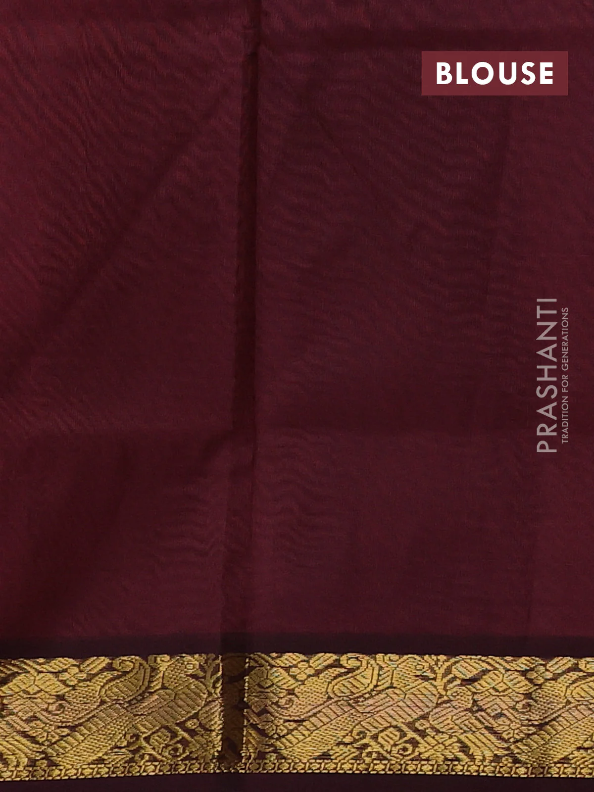 Silk cotton saree peach pink and deep maroon with plain body and zari woven border - Image 3