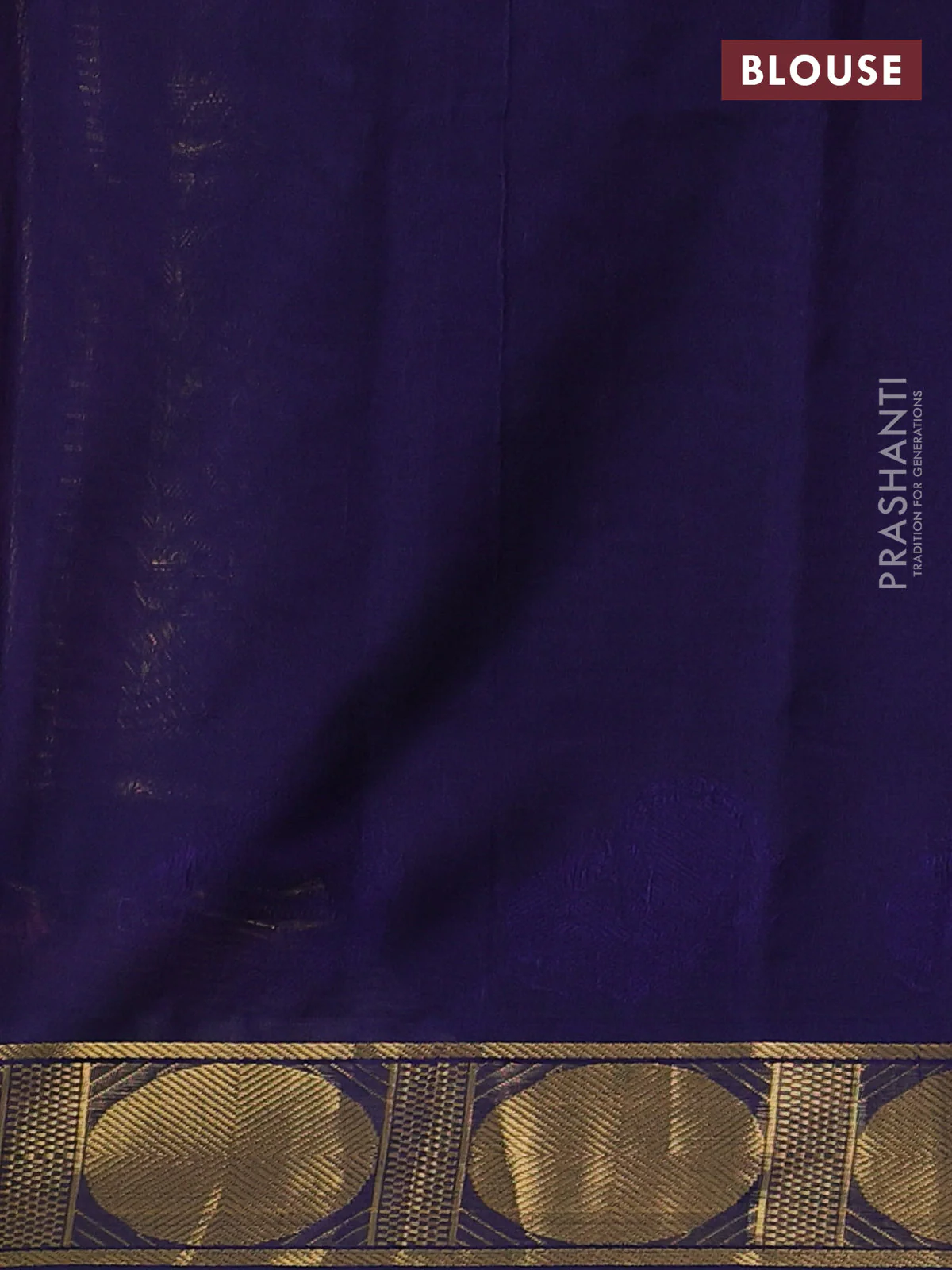Silk cotton saree peach pink and navy blue with plain body and rudhraksha zari woven border - Image 3
