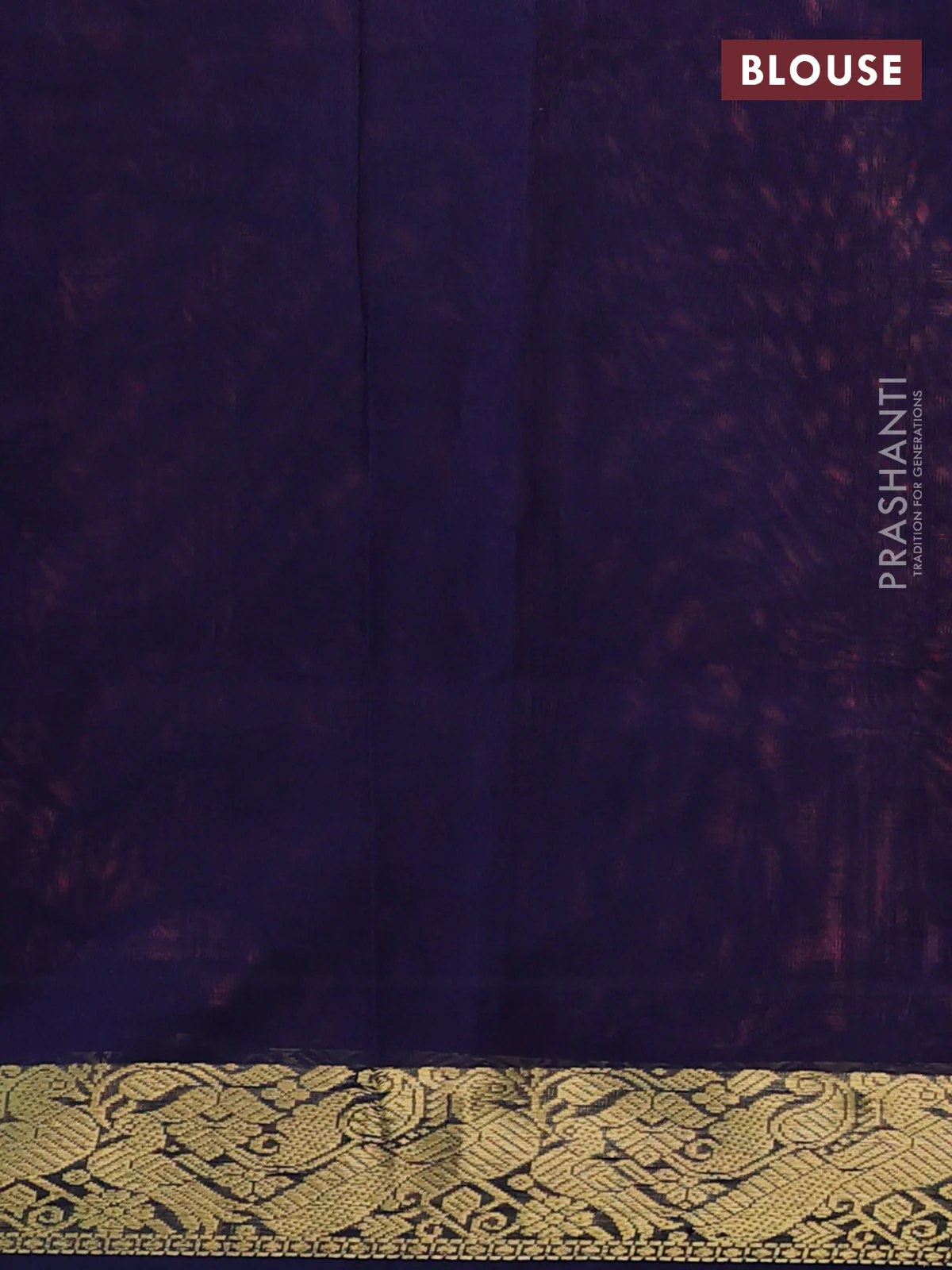 Silk Cotton saree peach pink and navy blue with plain body and zari woven border - Image 3