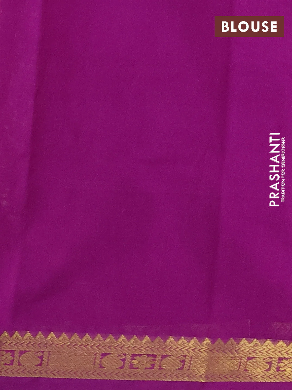 Silk cotton saree peach shade and purple with plain body and zari woven border - Image 3