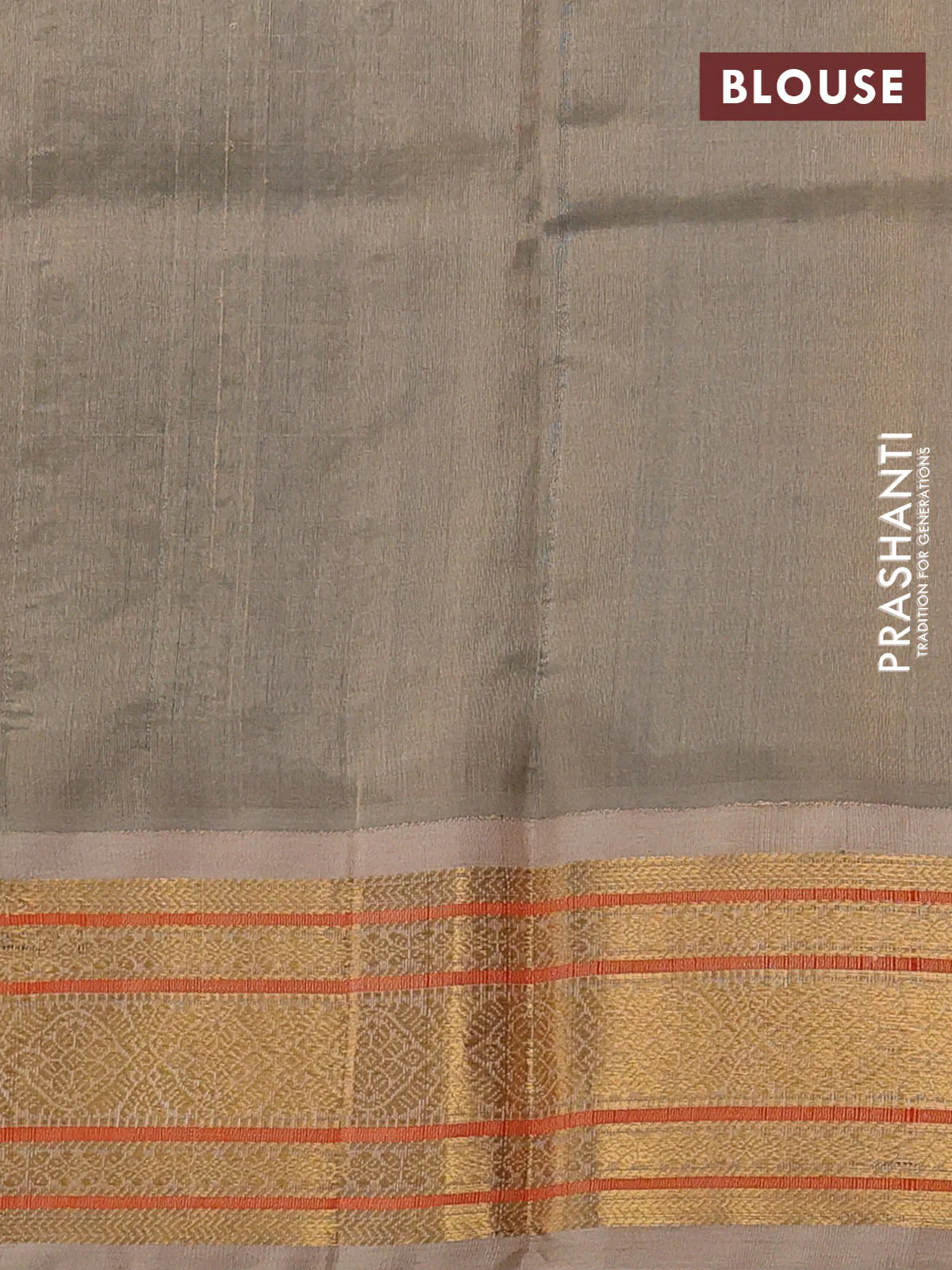 Silk cotton saree peacock blue and beige with allover zari checks & buttas and zari woven korvai border - Image 3