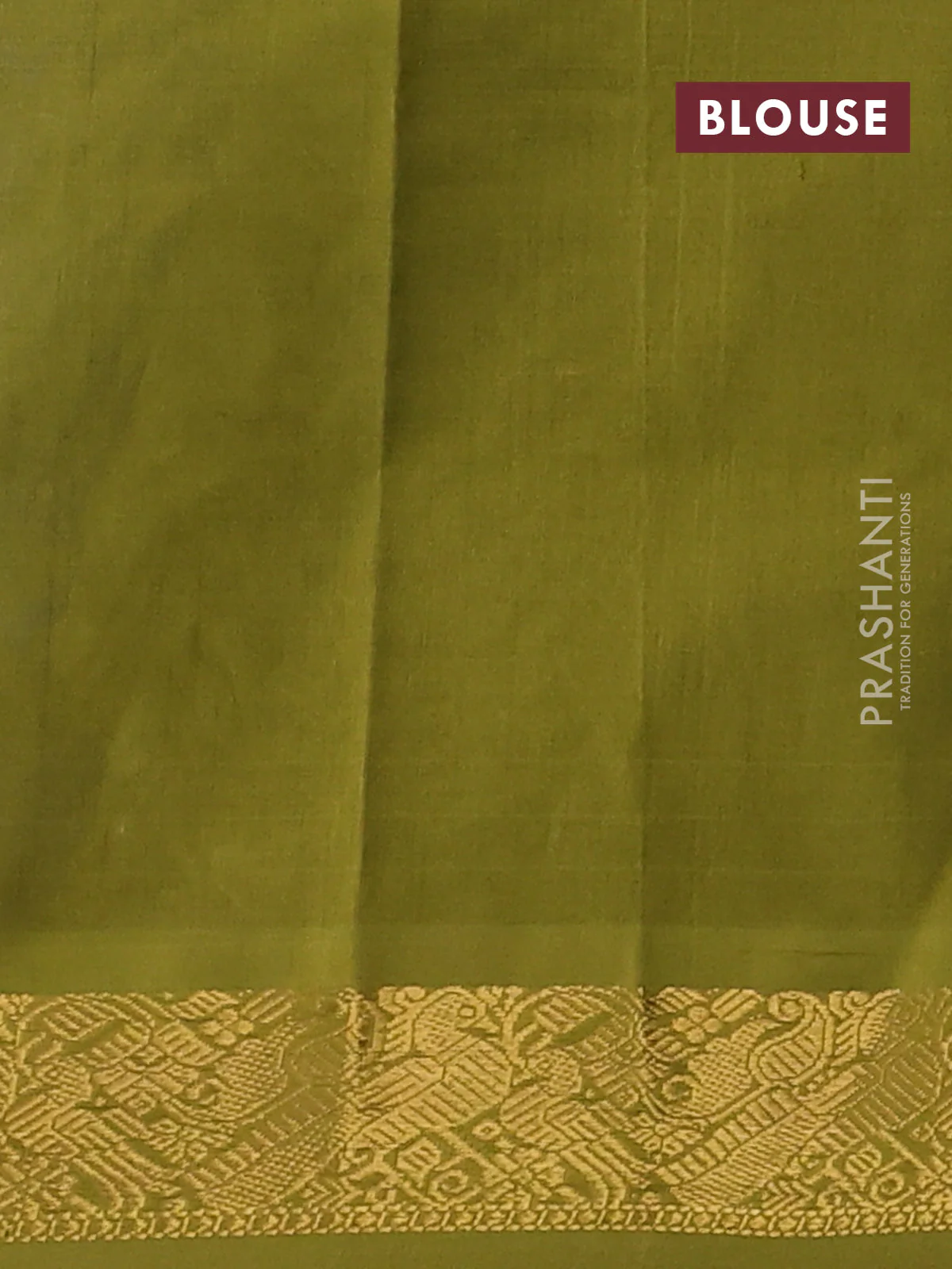 Silk cotton saree peacock blue and mehendi green with plain body and zari woven border - Image 3