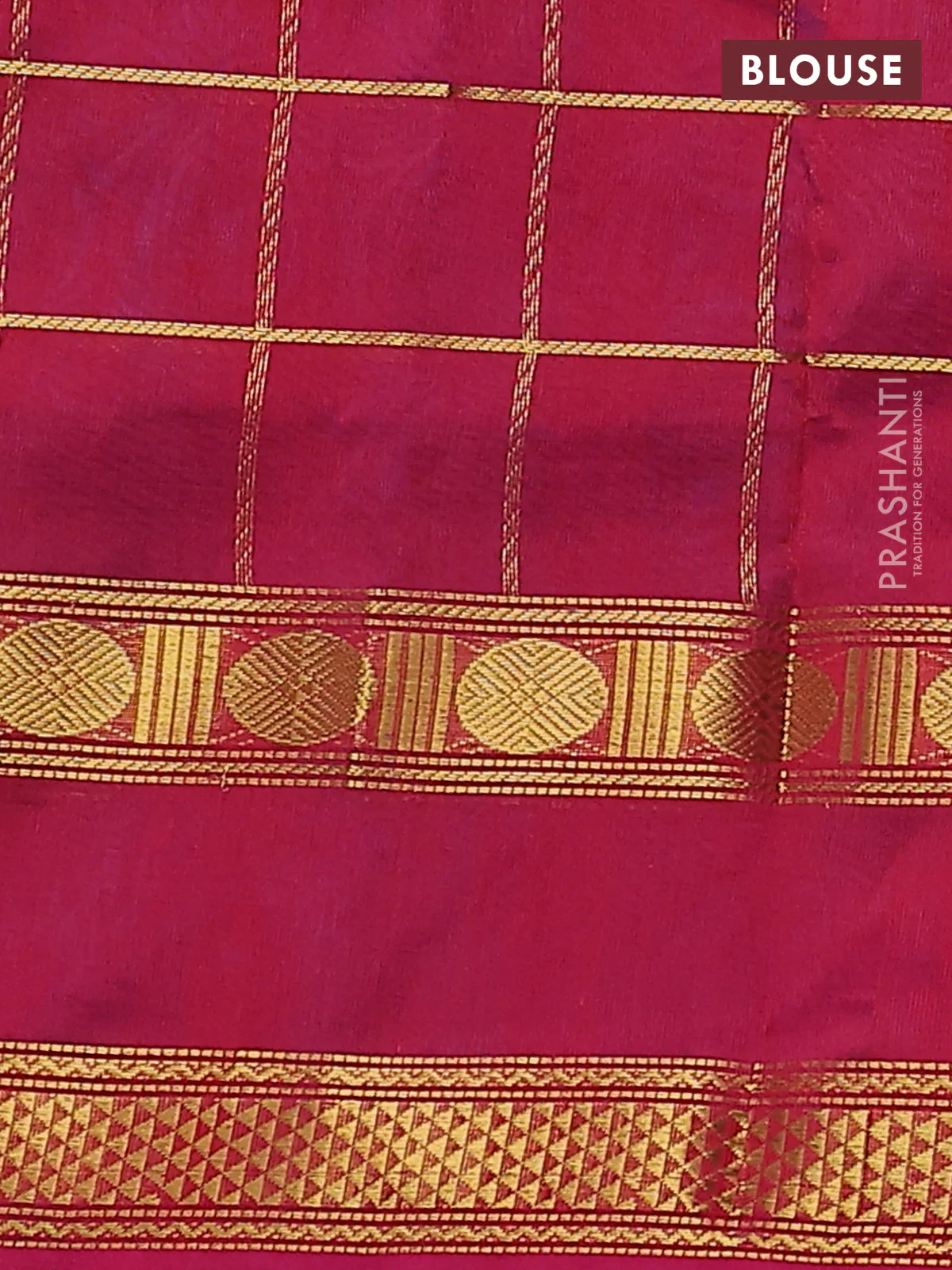 Silk cotton saree peacock blue and pink with allover zari woven checks pattern and rettapet zari woven border - Image 3
