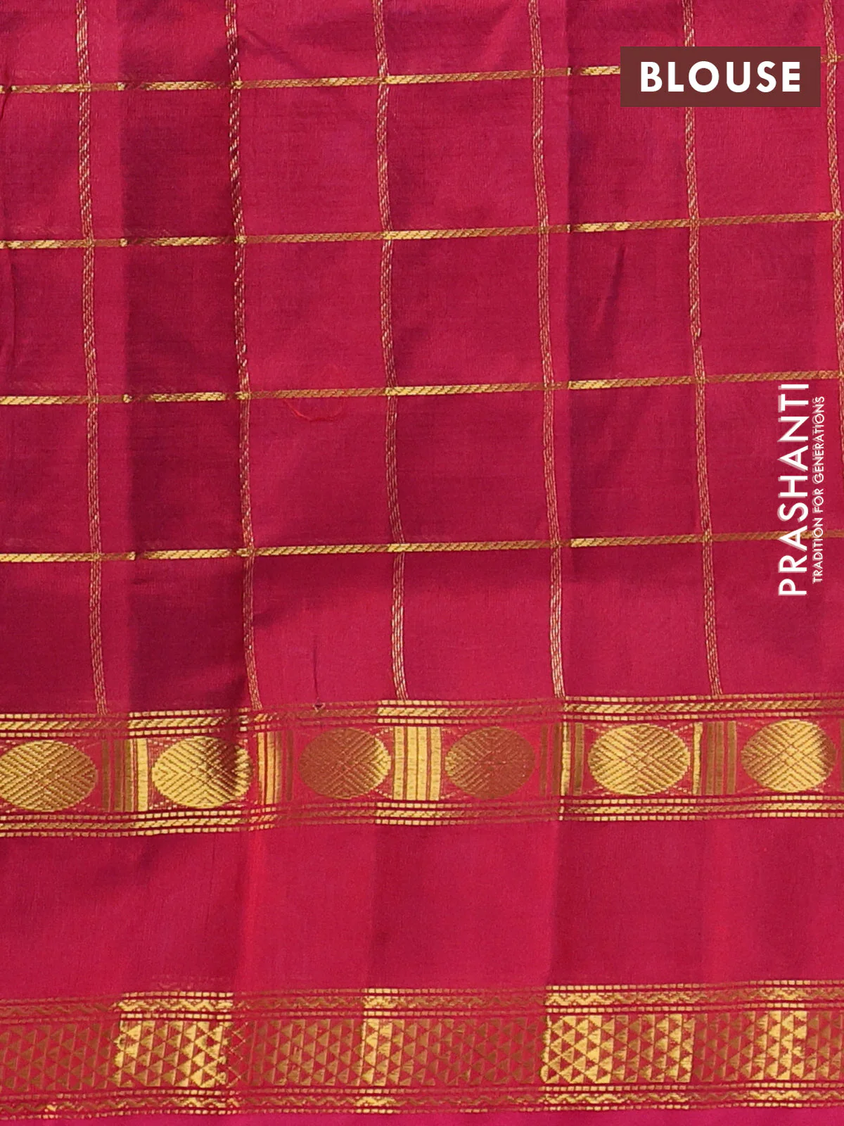 Silk cotton saree peacock blue and pink with allover zari woven checks pattern and zari woven border - Image 3
