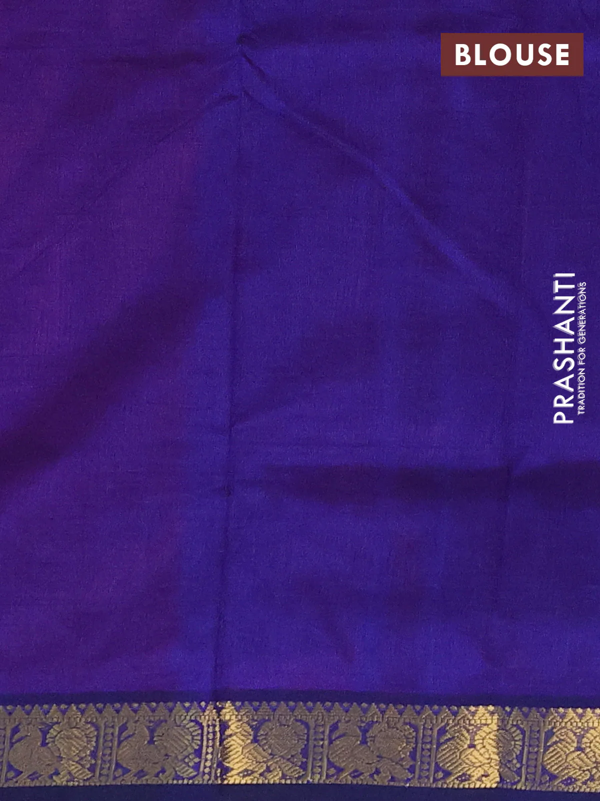 Silk Cotton saree pink and blue with plain body and zari woven border - Image 3