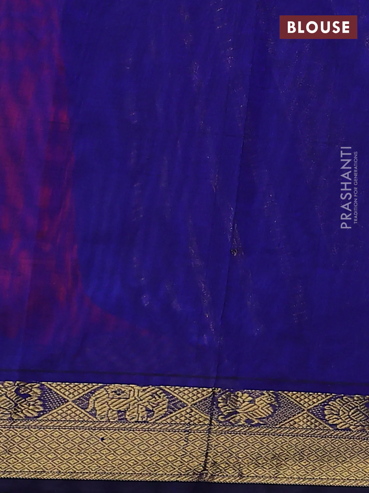 Silk Cotton saree pink and blue with plain body and zari woven border - Image 3