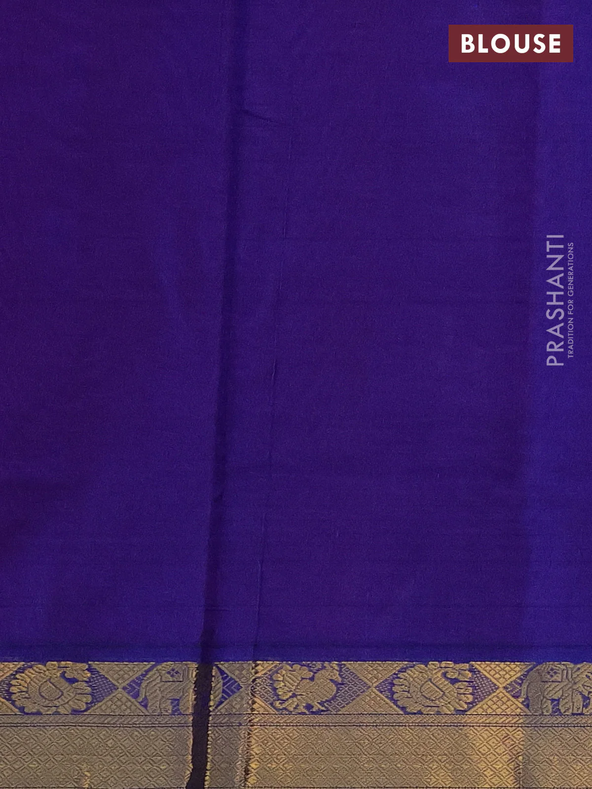 Silk cotton saree pink and blue with plain body and zari woven border - Image 3