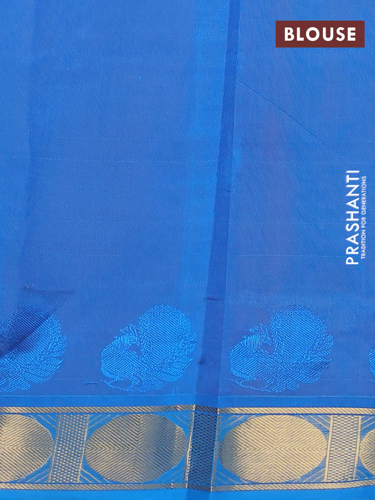 Silk cotton saree pink and cs blue with plain body and zari woven border - Image 3