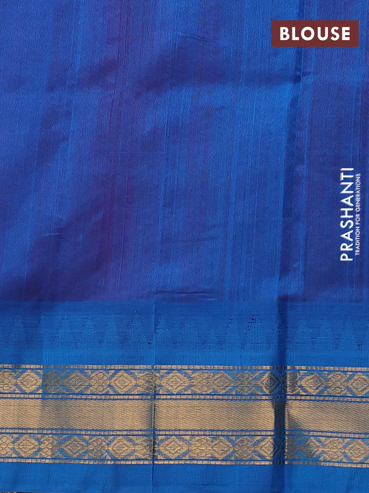 Silk cotton saree pink and cs blue with zari woven buttas and temple design zari woven korvai border - Image 3