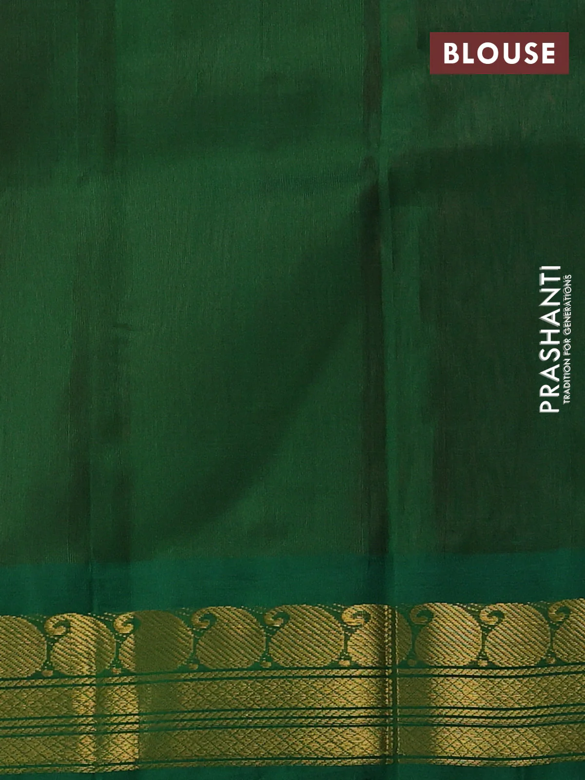 Silk cotton saree pink and green with plain body and paisley zari woven korvai border - Image 3