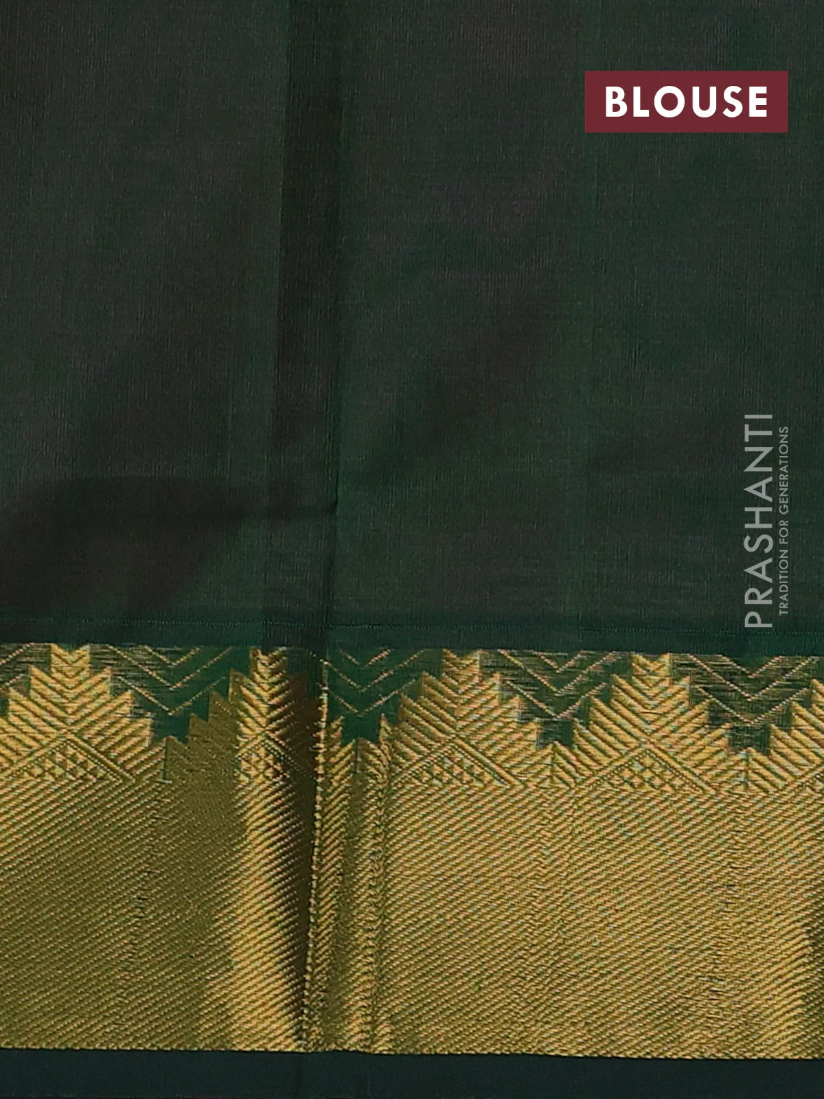 Silk cotton saree pink and green with plain body and zari woven border - Image 3