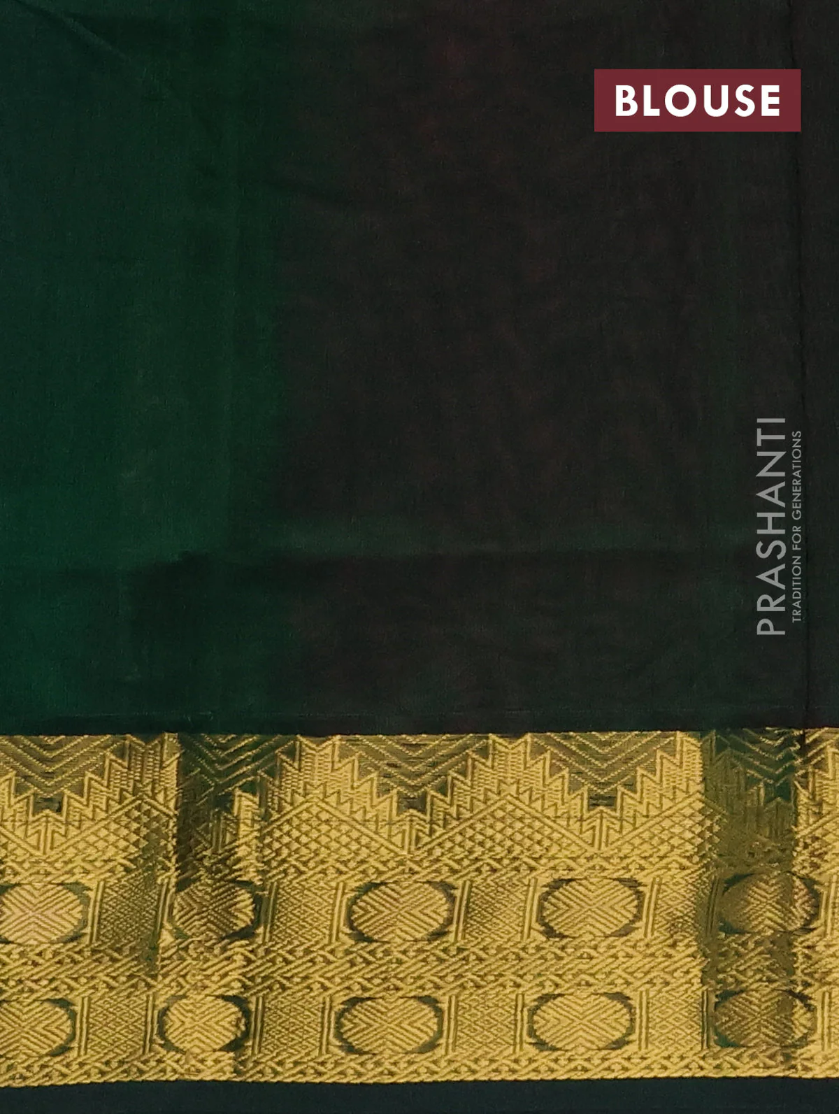 Silk cotton saree pink and green with plain body and zari woven border - Image 3
