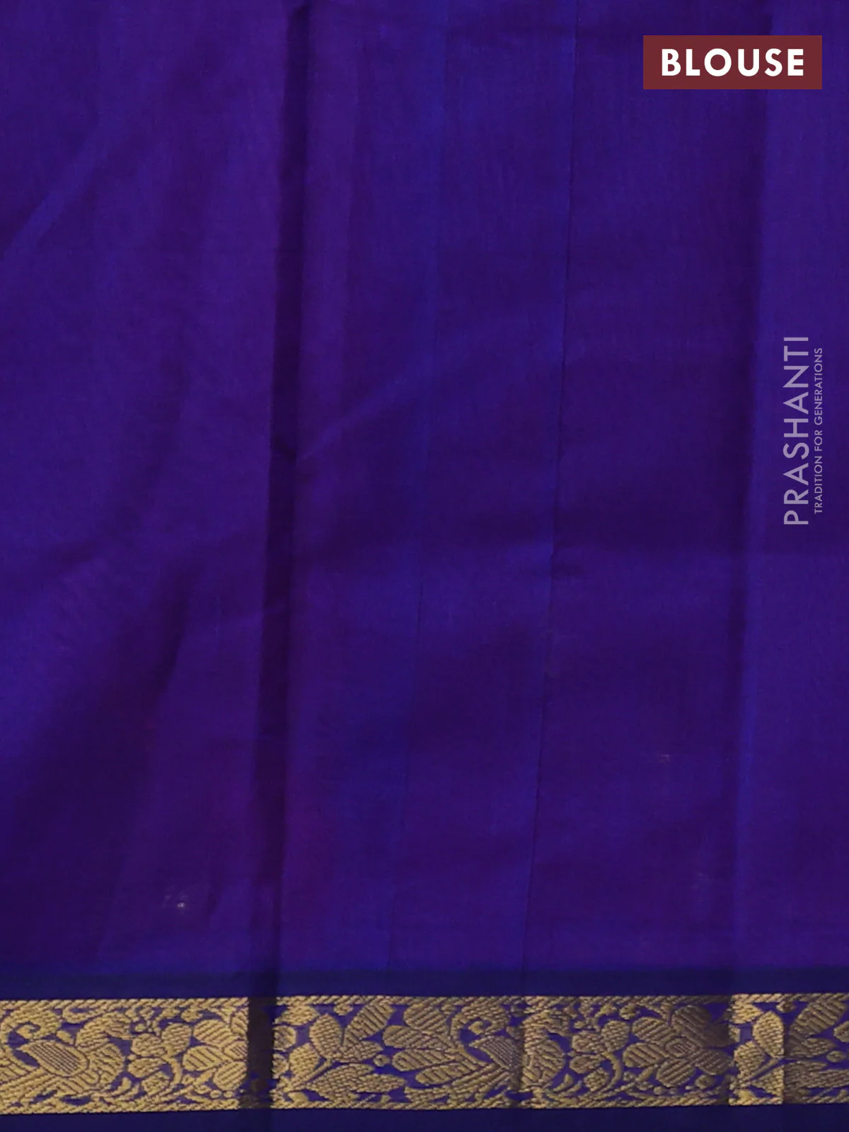 Silk Cotton saree pink and navy blue with plain body and zari woven border - Image 3