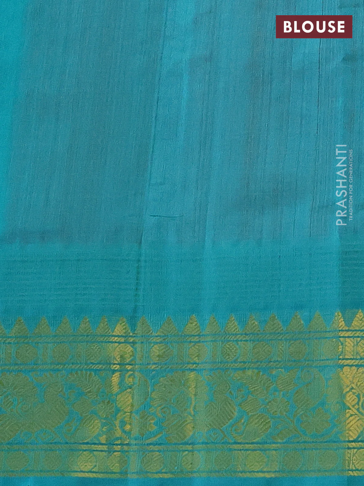Silk cotton saree pink and teal blue with allover zari checks & buttas and temple design zari woven korvai border - Image 3