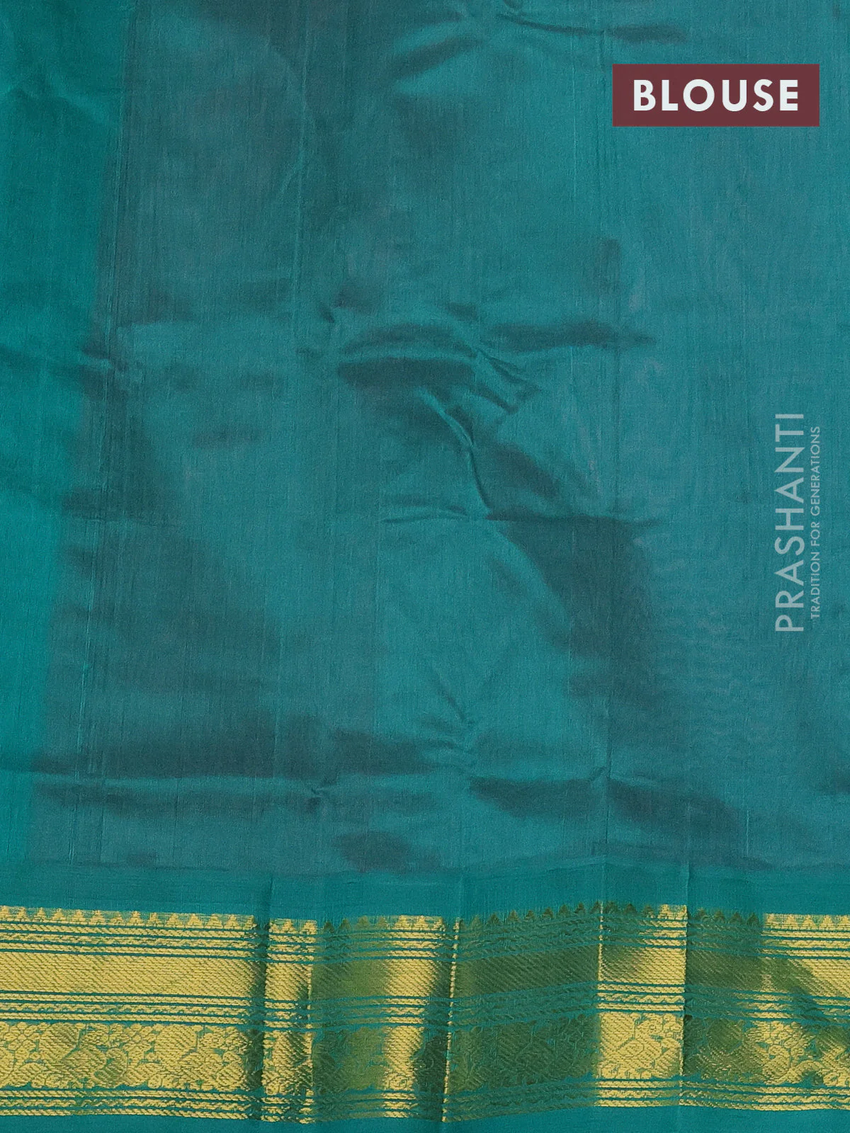 Silk cotton saree pink and teal green with plain body and zari woven korvai border - Image 3