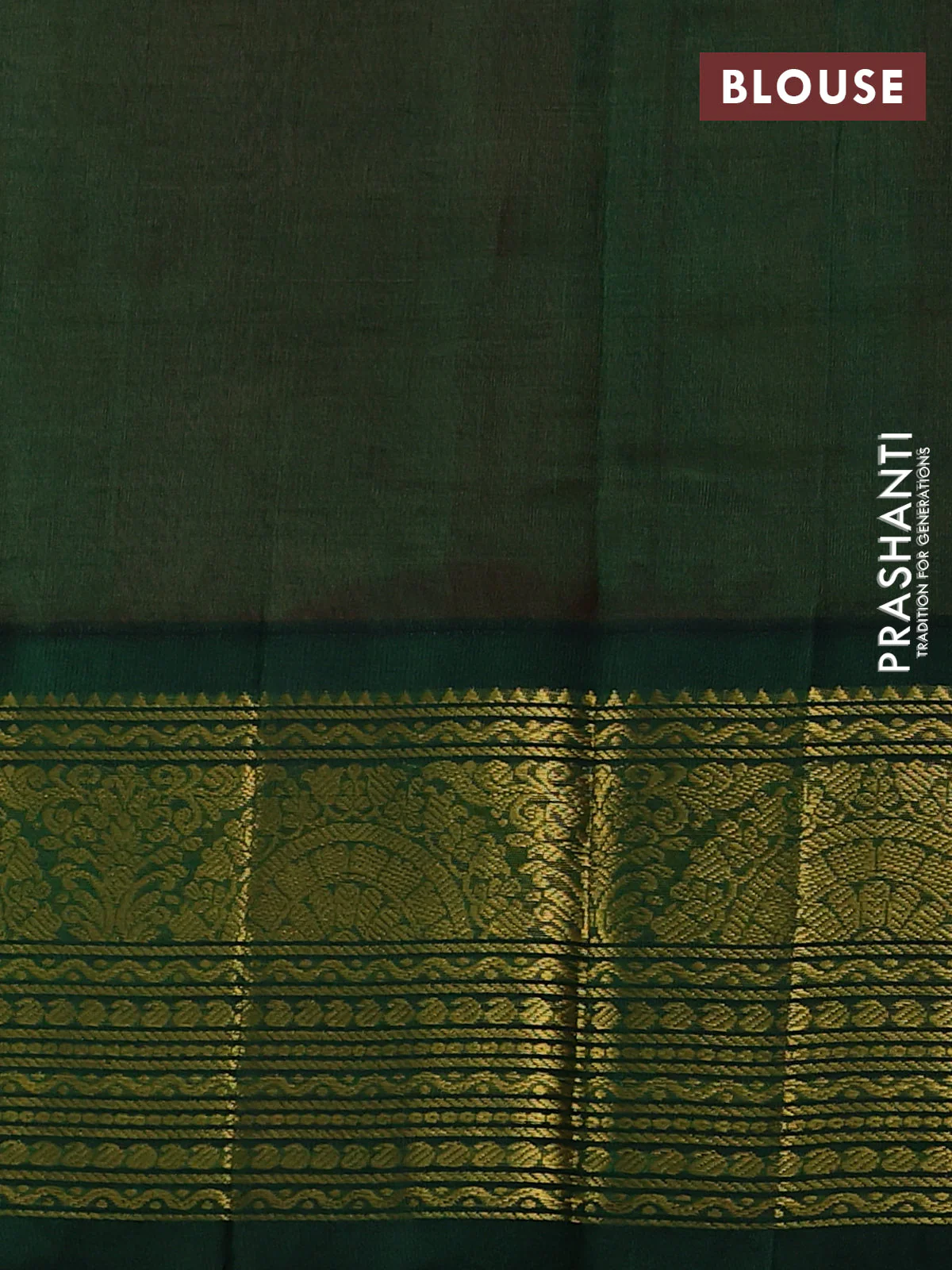 Silk cotton saree pink shade and green with paisley zari woven buttas and long zari woven korvai border - Image 3