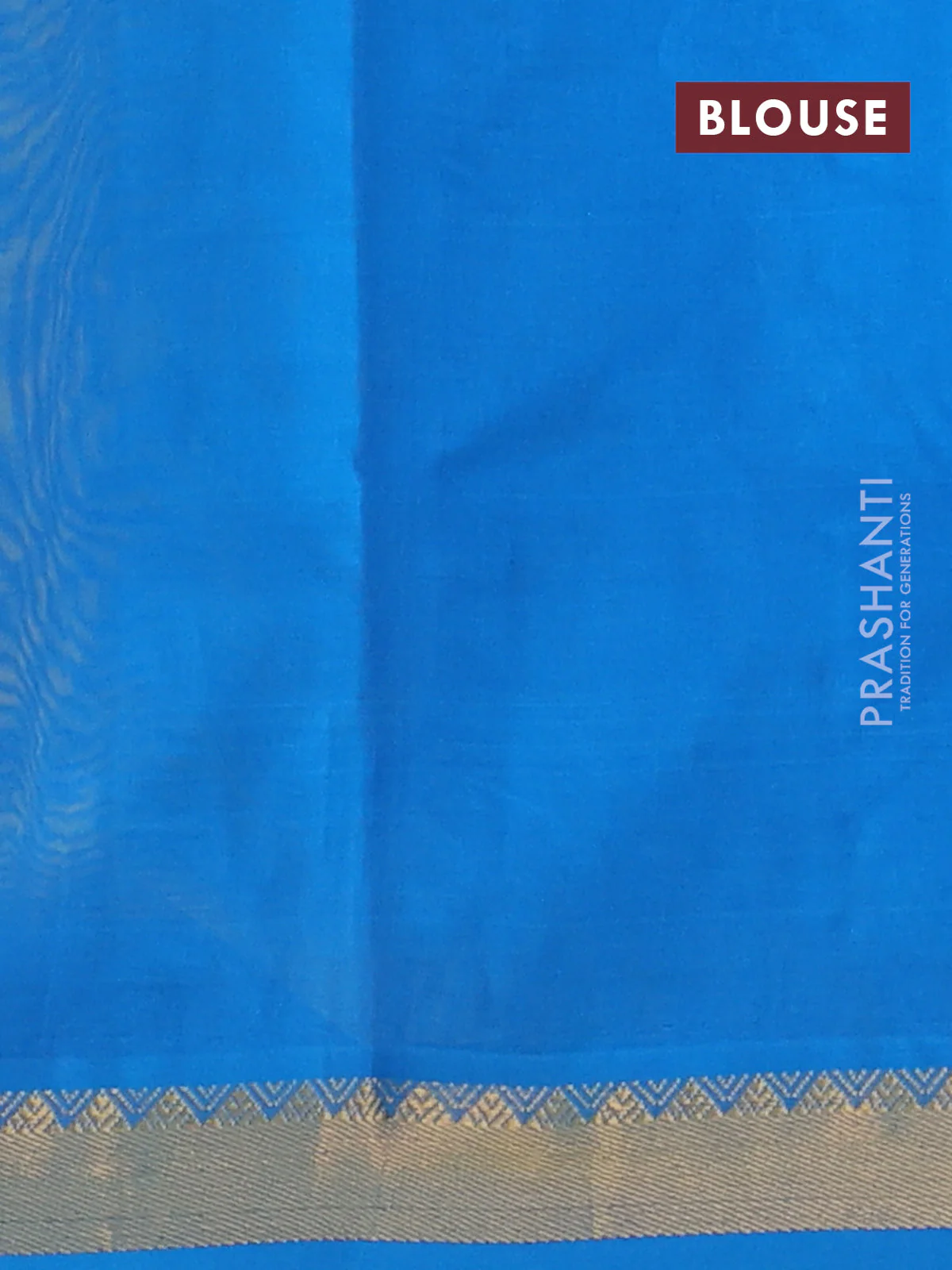Silk cotton saree pista green and cs blue with plain body and zari woven border - Image 3