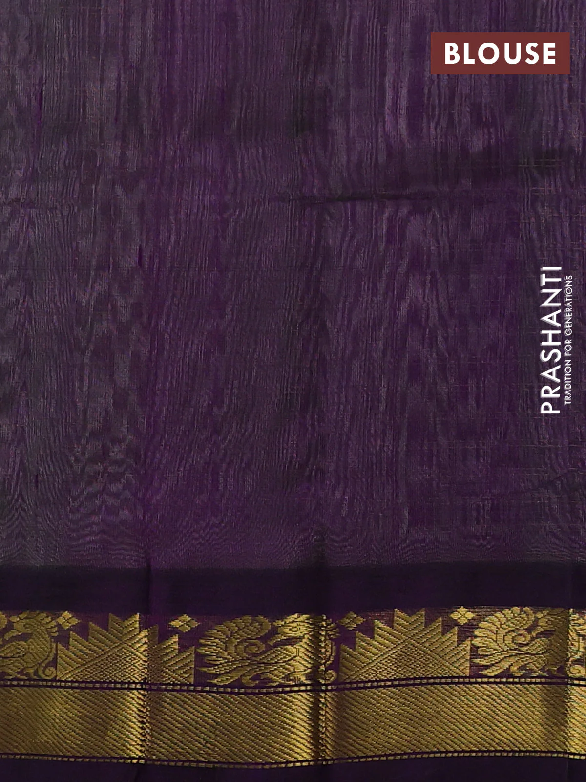Silk cotton saree pista green and deep purple with allover zari woven checked pattern and zari woven korvai border - Image 3