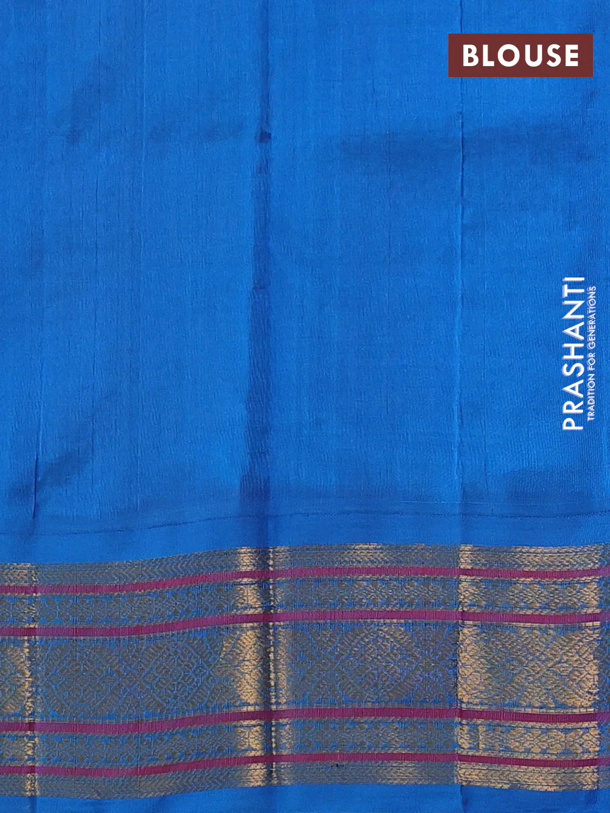 Silk cotton saree purple and cs blue with allover zari checks & buttas and zari woven korvai border - Image 3