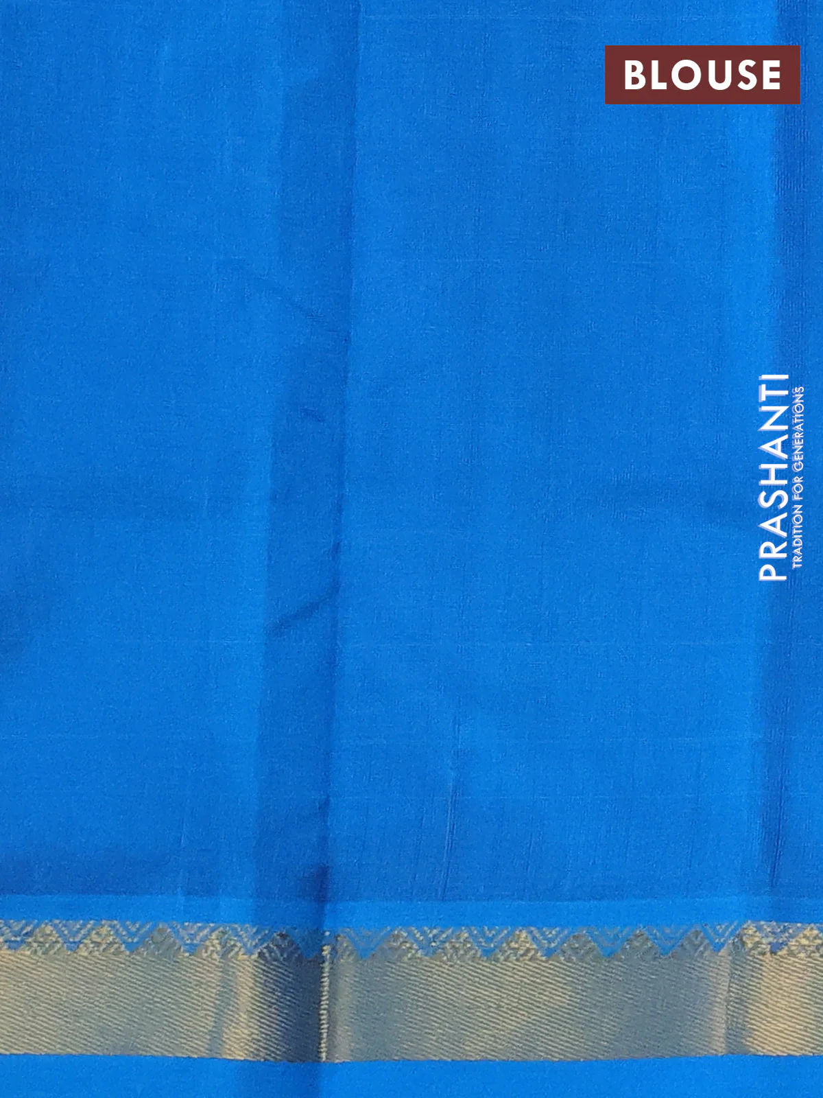 Silk cotton saree purple and cs blue with plain body and zari woven border - Image 3