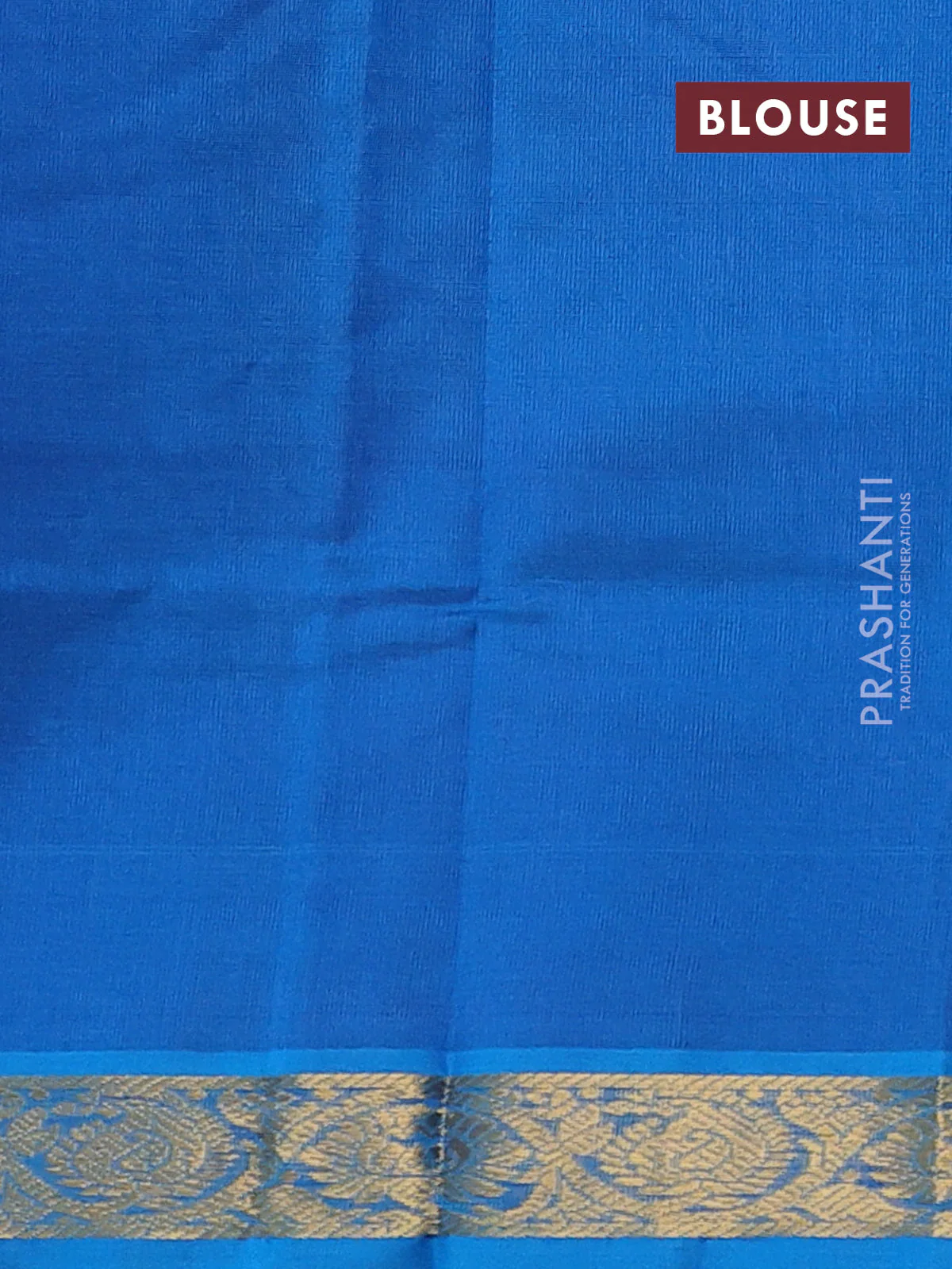 Silk cotton saree purple and cs blue with plain body and zari woven border - Image 3
