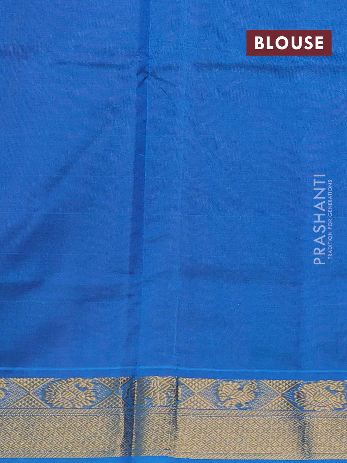 Silk cotton saree purple and cs blue with plain body and zari woven border - Image 3