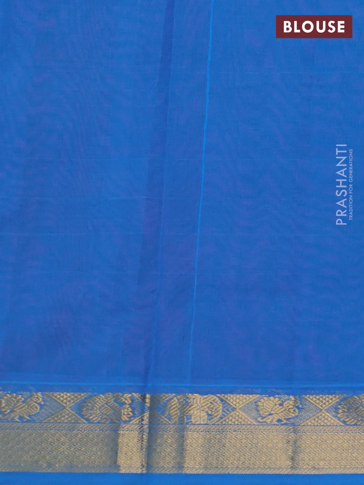 Silk cotton saree purple and cs blue with plain body and zari woven border - Image 3
