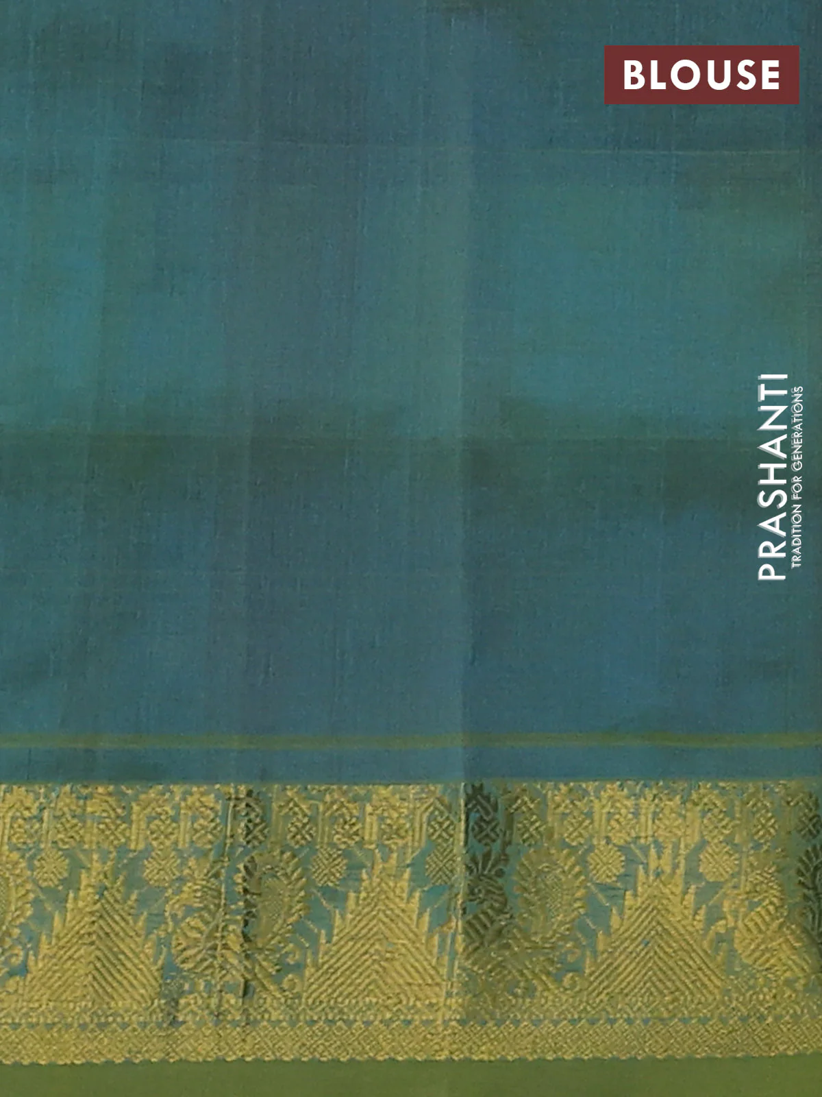 Silk cotton saree purple and dual shade of teal green with allover paalum pazhamum checks & buttas and zari woven border - Image 3