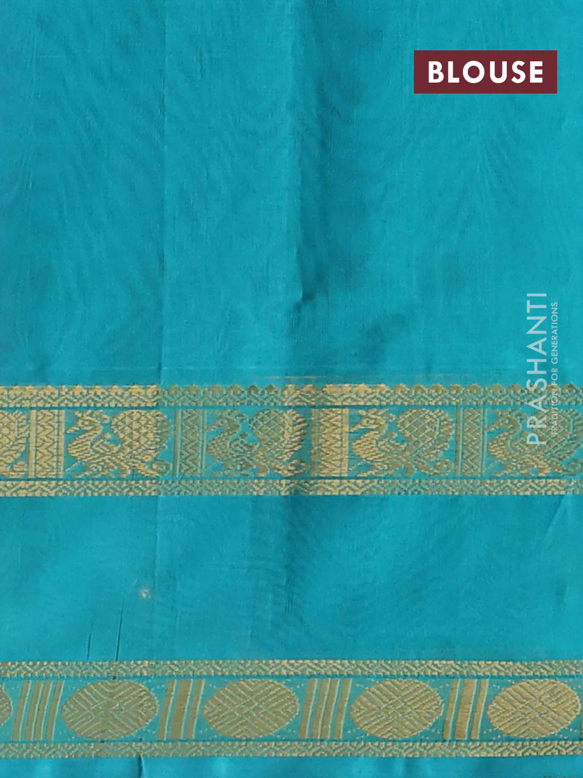 Silk cotton saree purple and teal blue shade with plain body and rettapet zari woven border - Image 3