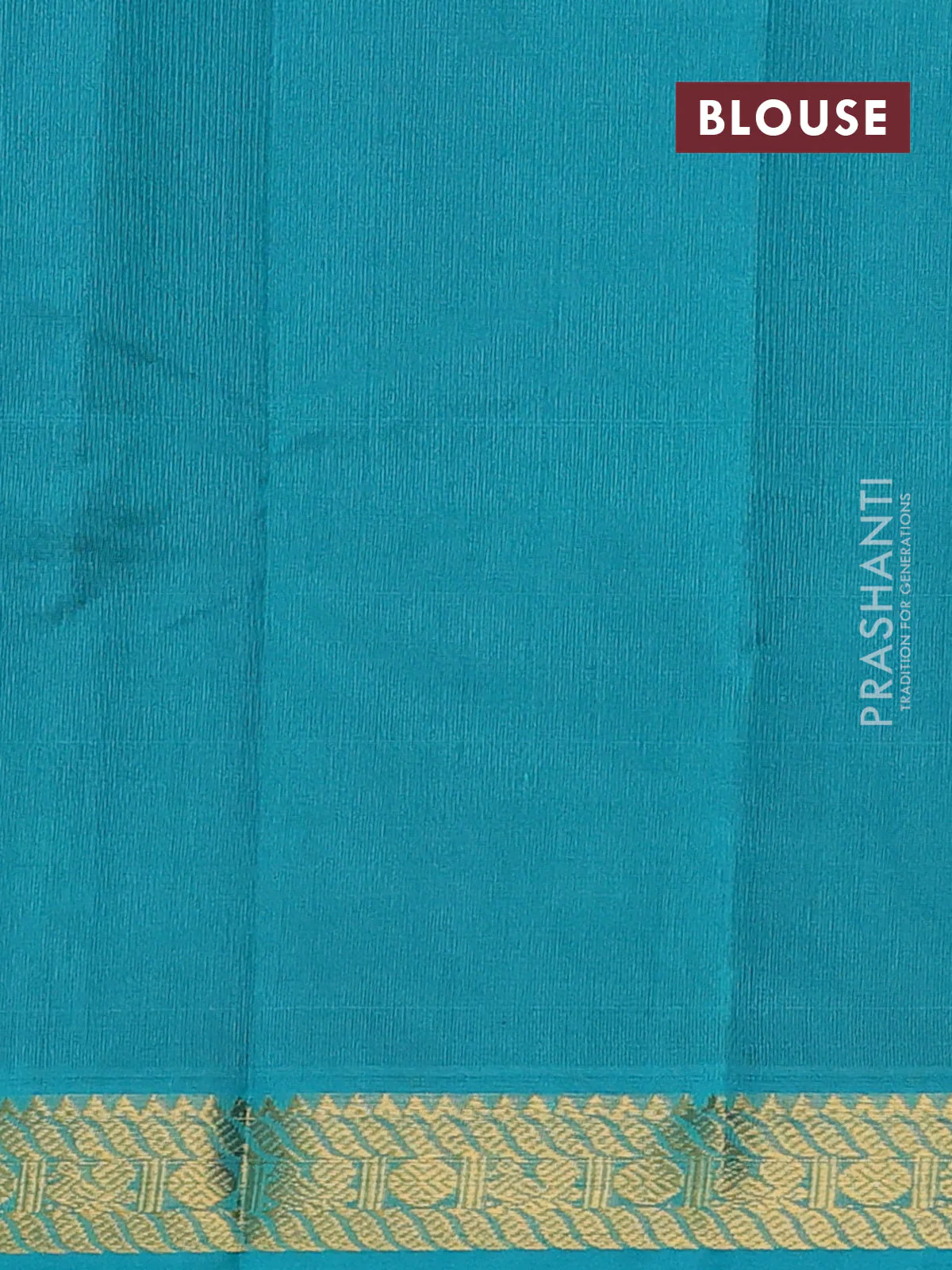 Silk cotton saree purple and teal blue with plain body and zari woven border - Image 3