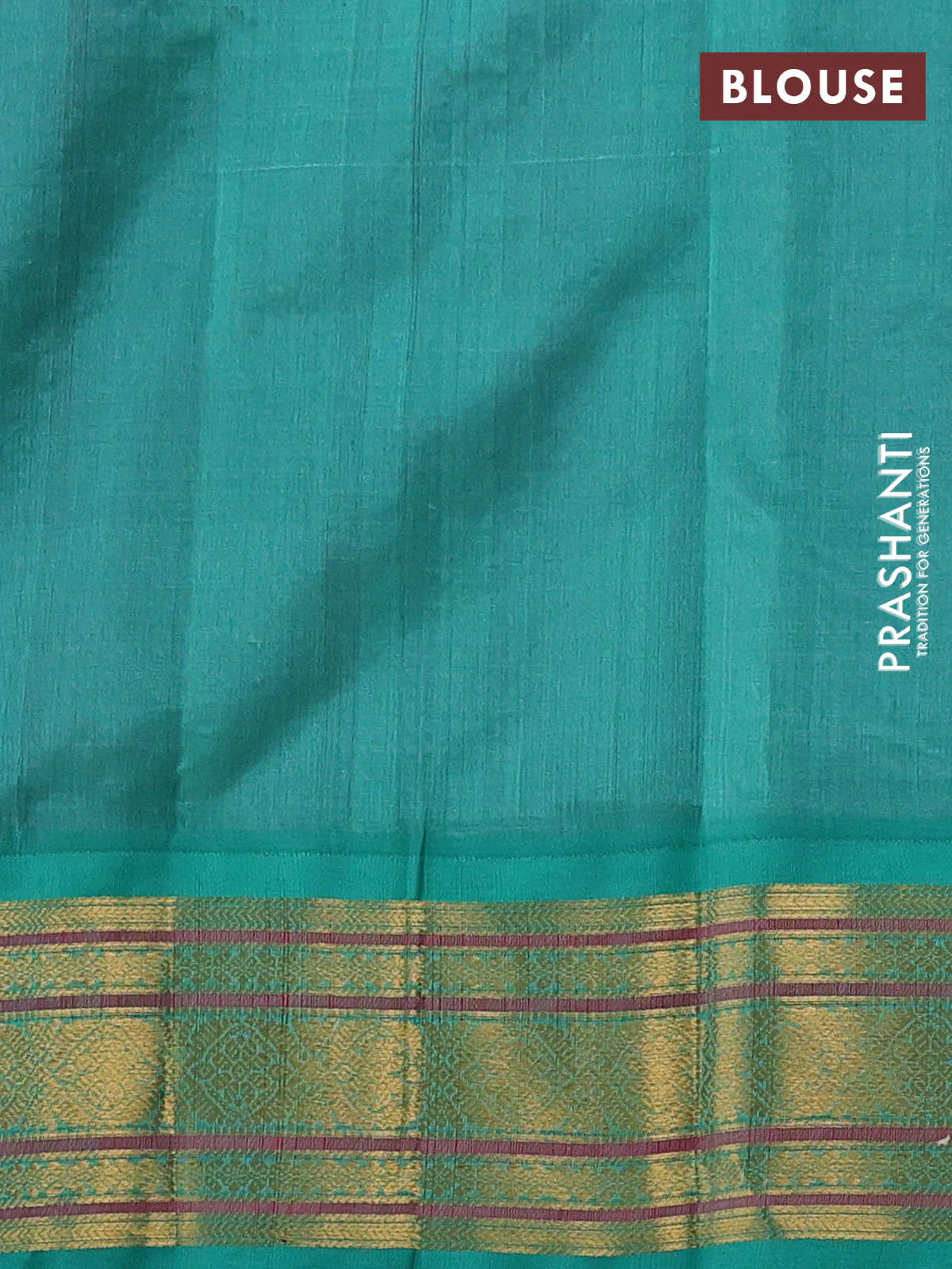 Silk cotton saree purple and teal green with allover zari checks & buttas and zari woven korvai border - Image 3