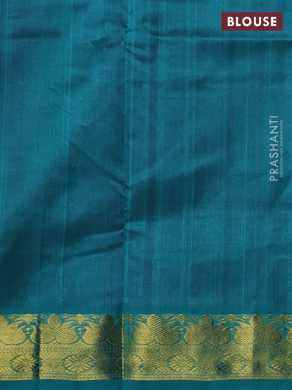 Silk cotton saree purple and teal green with annam & paisley zari woven buttas and zari woven border - Image 3