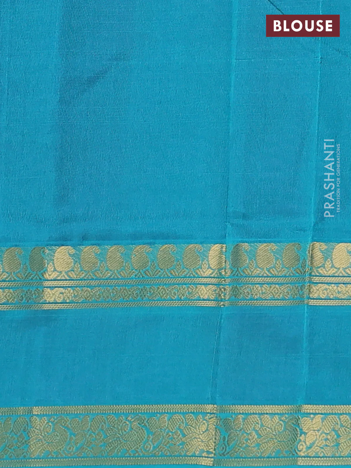 Silk cotton saree purple and teal green with plain body and annam zari woven border - Image 3