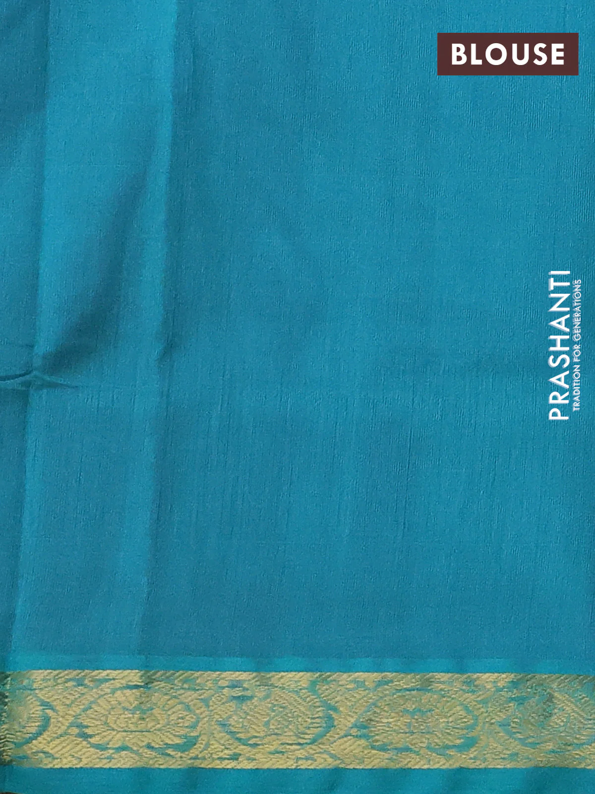 Silk cotton saree purple and teal green with plain body and zari woven border - Image 3