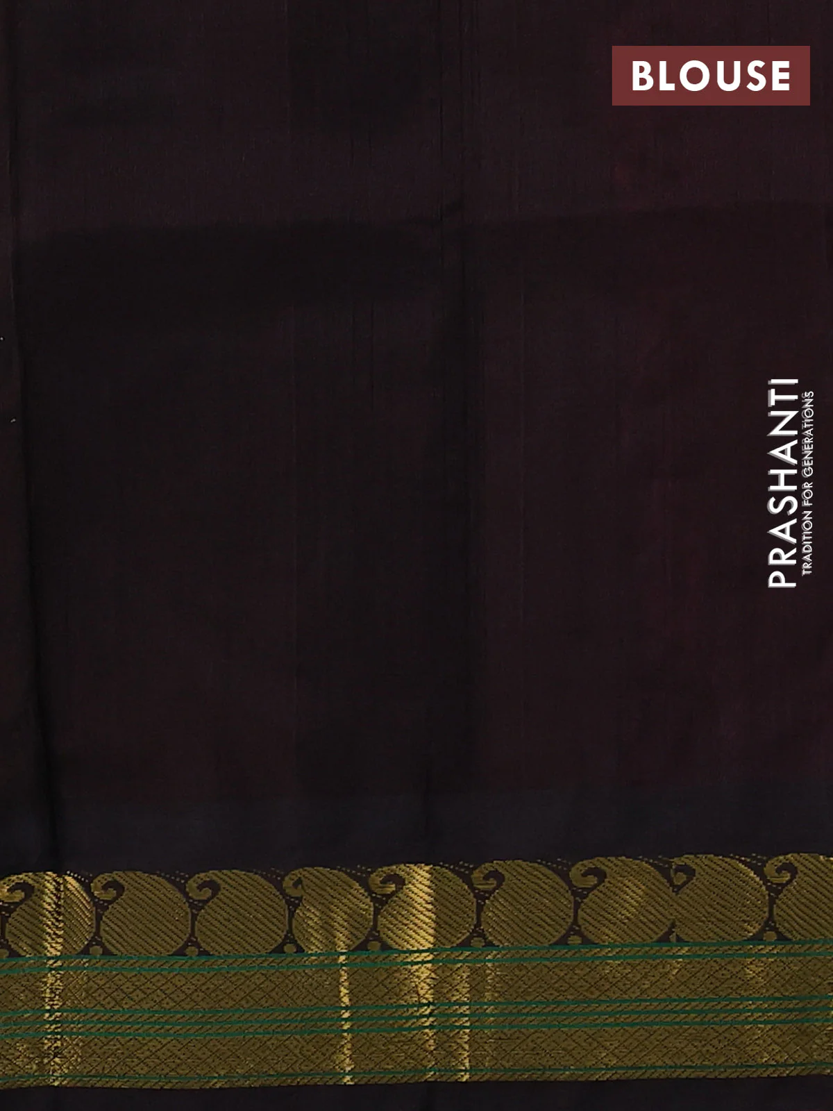 Silk cotton saree rani pink and deep coffee brown with plain body and paisley zari woven korvai border - Image 3
