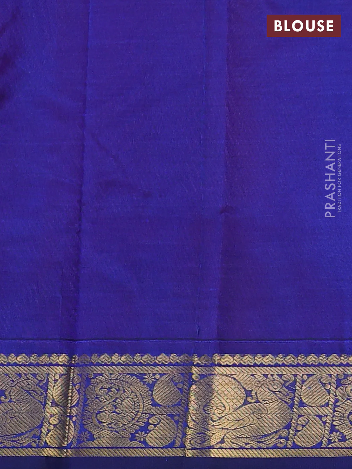Silk cotton saree red and blue with plain body and annam & paisley zari woven border - Image 3
